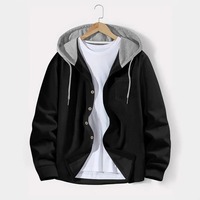 Nouvelle veste décontractée à capuche pour homme, avec poche et boutons, à manches longues, pour le printemps et l'automne