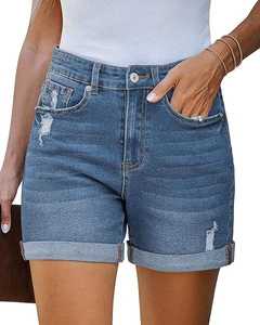 Women's Summer Trendy <b>Stretchy</b> Casual Denim Shorts with <b>Ripped</b> Frayed Hem New Custom <b>Jean</b> Shorts Patterned Jorts for Men - Product Image 1