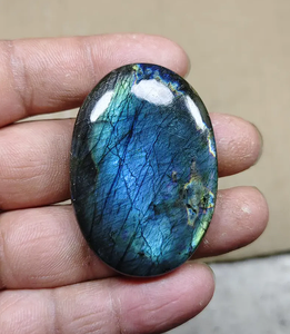 Cabujón Ovalado de Labradorita Azul Natural con Destello, Piedra Preciosa Suelta para Joyería, Pulido, con Certificación de Terceros - Product Image 3