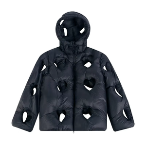 Veste matelassée à bulles personnalisée pour homme, en forme de cœur creux noir, mode d'hiver, fabricant de vêtements, designer, 2026 - Product Image 5