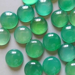 พลอยคาลซิโดนีสีเขียวธรรมชาติทรงหลวมทรงมนเรียบทรงกลมกึ่งมีค่าขนาด10มม. - Product Image 1