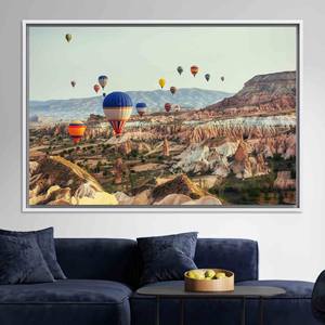 Cappadocia Air Balloon Canvas Print: Vibrant Landscape Wall Art,WHITE <b>FRAMED</b> CANVAS - Product Image 1