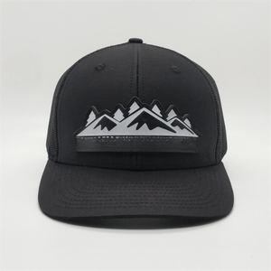 Casquette Trucker en Maille Noire avec Logo Montagne sur le Panneau Avant, Six Panneaux, Réglable, Unisexe, pour Activités de Plein Air, Fabricant Vietnamien - Product Image 2