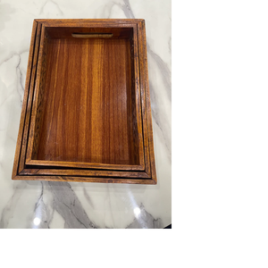 Juego de 3 bandejas de madera para servir café con decoración del hogar y decoración de la cocina, un artículo pequeño, mediano y uno grande para probar té - Product Image 4