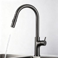 Robinet de cuisine en cuivre avec cartouche céramique, douchette extractible, double bec cascade, anti-éclaboussures, à poser sur comptoir, style américain