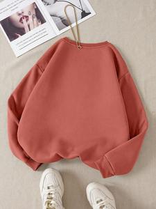 Sweat-shirt à col rond rose personnalisé unisexe pull en molleton de coton respirant à manches longues coupe ample baggy hiver Streetwear OEM - Product Image 2