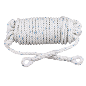 Cordage d'ancrage torsadé (14MM) en polyester blanc, corde marine à double tressage avec boucles pour l'amarrage de bateaux - Product Image 1