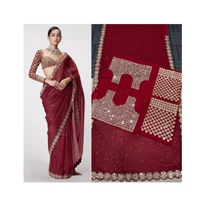 Bollywood Blockbuster Original Mirror Design Georgette Saree para bodas cómodas y ocasiones de fiesta a los mejores precios - Product Image 1