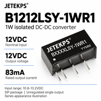 Convertisseur DC-DC isolé JETEKPS B1212LSY-1WR1 1W, 12V vers 12V 83mA, module d'alimentation SIP non régulé, RoHS