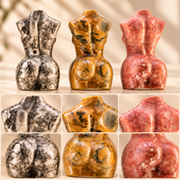 Sculpture de torse féminin multi-matériaux en pierre polie, figurine de femme en cristal faite à la main, décoration d'intérieur, cadeau