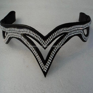 Bande de sourcils en cuir véritable noir en forme de V pour mariée, avec chaîne de strass en cristal transparent personnalisé, meilleure qualité, offre spéciale - Product Image 6