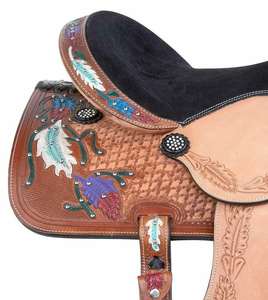 Plumas de cuero premium más vendidas, tachuelas occidentales hechas a mano, sillín inglés, estilo de carreras y equitación - Product Image 4