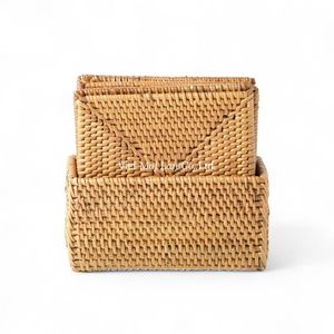 Wholesale Sustainable Natural Rattan Bohemian Style Coaster <b>Set</b> Handmade Storage Tray for <b>Beverage</b> <b>Serving</b> Home Use Made Vietnam - Product Image 3