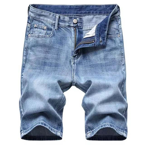 กางเกงยีนส์ขาสั้นผู้ชายทรงตรงแบบสตรีทแวร์ ดีไซน์สั่งทำพิเศษ ไซส์ใหญ่ ผ้าบางเบา ระบายอากาศ แห้งเร็ว ผ้าฝ้าย 100% ติดกระดุม แบบสั่งทำ - Product Image 1
