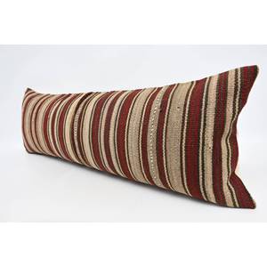 Almohada de lana beige de 16x48 pulgadas de lujo Kilim Patchwork Vintage estampado Floral acento almohada decorativa para ropa de cama - Product Image 4