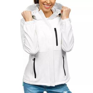 Sudadera con capucha de algodón 100% de punto de Invierno para mujer, chaqueta Softshell con cremallera frontal a prueba de viento y estampado personalizado - Product Image 1