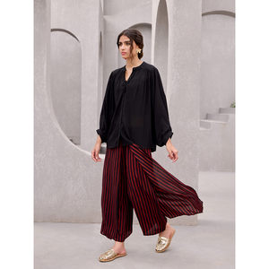 Pantalon palazzo taille haute Yin Yang à enrouler - Mélange respirant et infroissable - Product Image 4