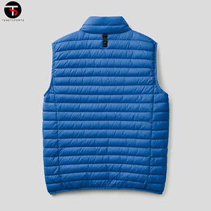 Men's Casual Winter Sleeveless Blue Quilted <b>Puffer</b> <b>Vest</b> with Mandarin Collar Custom Logo Zipper <b>Jacket</b> Breathable Design - Product Image 6