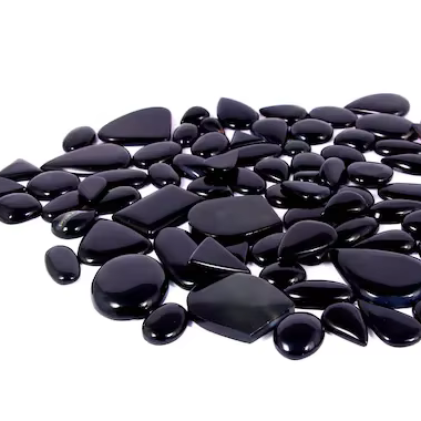 Premium Natural Black Onyx Cabochon Stones Loose Powerful Protection Stone Absorbing Negative Energy Enhancing Grounding