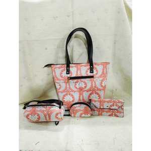 Conjunto de 4 Bolsos de Mano de Algodón Estampado Jaipuri, Bolsos de Moda para Mujer con Cierre de Cremallera para Uso Diario, Forro de Lona para Exteriores - Product Image 1