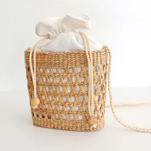 Sacs à main en herbe de mer faits à la main, écologiques, pour femmes, mode quotidienne, Vietnam, tissés à la main, plumes, chaînes, perles, broderie, deux - Product Image 6