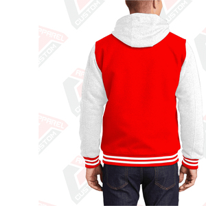 Chaqueta universitaria cálida y elegante para hombre con capucha 100% algodón polar bordado Technics Impresión digital teñido liso para invierno - Product Image 4