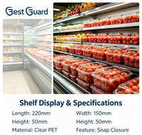 Op maat gemaakte blisterverpakkingen voor fruitdozen, PET transparante blistertrays voor vers fruit, supermarkt presentatie