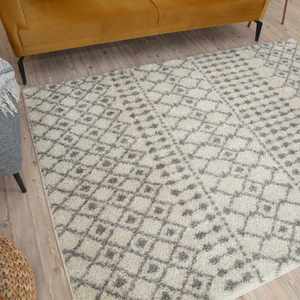 Moroccan Ivory <b>Grey</b> Shaggy <b>Rug</b> 1000 Machine Made Flat Weave for Living Room Bedroom Hallway - Product Image 6