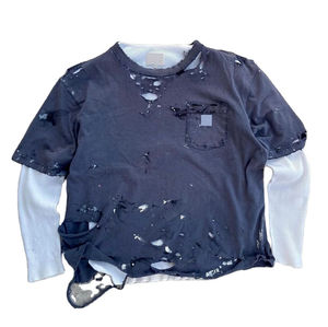 Camisetas de Alta Calidad Personalizadas para Hombre, con Hombros Caídos, Doble Capa, 100% Algodón, Estilo Francés, Corte Regular, Lavado Ácido, Aspecto Desgastado - Product Image 4