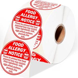 Reusable <strong>Allergy</strong> <strong>Sticker</strong> for Cake Food <strong>Allergy</strong> <strong>Stickers</strong> 2 Inch Allergen Warning Labels for Bakery, Party,Restaurants 500 Pcs - Product Image 3