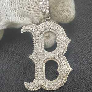 Colgante Unisex de Plata de Ley 925 con Letra B Personalizada, Incrustado con Diamantes Moissanite VVS, Brillante y de Alto Brillo - Product Image 5