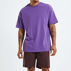 T-shirts en coton surdimensionnés pour hommes, vente en gros OEM, logo personnalisé, taille plus, manches courtes, 100% coton, longueur longue - Product Image 1