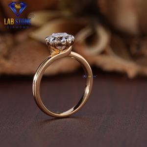 Lab-Stone 1,98 TDW Anillo de oro amarillo de diamante de corte redondo Impresionante COLOR DE LA EF-VS - Product Image 6