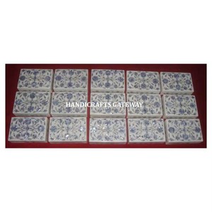 New Design Pure White Marble <b>Blue</b> Mother of Pearl Inlay Work Jewelry <b>Storage</b> Rectangular Shape for Home Decor Purpose <b>Boxes</b> - Product Image 1