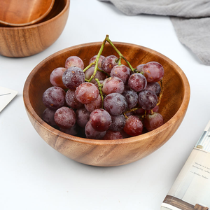 Bol de service en bois d'acacia poli rond de 9,5 pouces, léger et fait à la main, pour salade et fruits par MULTI CRAFT - Product Image 3