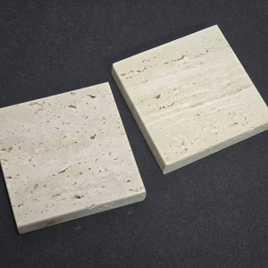 Posavasos de travertino hecho a mano elegancia atemporal en cada detalle conjunto de dos posavasos de mármol de lujo decoración del hogar - Product Image 1