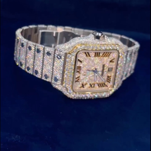 Fait à la main brillant Hip Hop entièrement glacé cadran rond montre-bracelet nouveau Design personnalisé VVS clarté MOISSANITE diamant hommes - Product Image 3