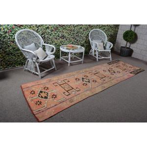 Tapis de 3,3 x 10,8 pieds, tapis turc vintage, tapis en laine Ikat orange et noir - Product Image 2