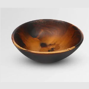 Bol en bois de résine rond de couleur marron moderne naturel et poli pour la vaisselle salade de fruits éco-durable écologique - Product Image 1