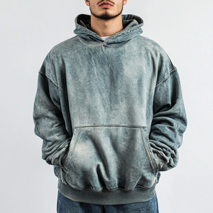 Streetwear personnalisé lavé à l'acide Vintage hommes Streetwear en détresse Patchwork à capuche - Product Image 1