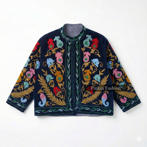 Nouvelle arrivée : veste en velours pour femme, style vintage, broderie florale ethnique, col mandarin élégant, vêtement formel bohème, toutes saisons - Product Image 1