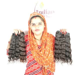 Véritable Produit de Nouvelle Qualité en Gros Cheveux Humains Indiens Naturels Remy Ondulés Couleur Noir Paquets Meilleure Vente Directement de l'Inde - Product Image 1