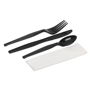 Dixie Individually <b>Wrapped</b> Polystyrene Cutlery Set, Heavy-Weight, Black, 250/Carton (CH56NC7) - Product Image 3