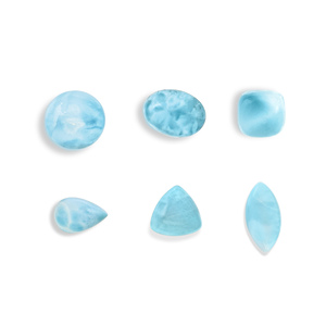 Cabochons en vrac en gros, pierres précieuses naturelles Larimar dominicaines, 3-21 MM, forme triangulaire, design en dôme, pour la fabrication de bijoux - Product Image 6