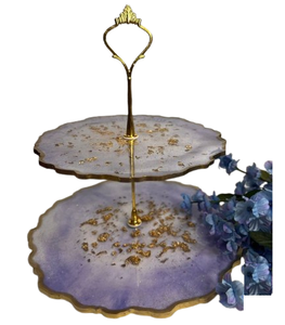 Herramientas para pasteles Lavanda Diseño floral Soporte para pasteles de resina de dos niveles El mejor centro de mesa - Product Image 1