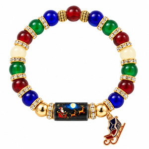Pulsera elástica con cuentas navideñas, joyería unisex con dije de bastón de caramelo, pulsera de regalo navideño con caja de regalo de Navidad para hombres y mujeres - Product Image 4