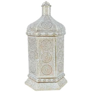 Farol marroquí de latón hecho a mano con acabado dorado, farol decorativo de metal para colgar y de sobremesa para decoración del hogar y jardín. - Product Image 5
