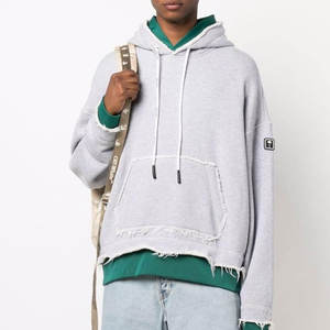 Vintage Acid Wash Distressed Pullover <b>Hoodie</b> <b>for</b> Men Plus Sizes No <b>Strings</b> Drop Shoulders Embroidered Print Pattern Cropped Hood - Product Image 2