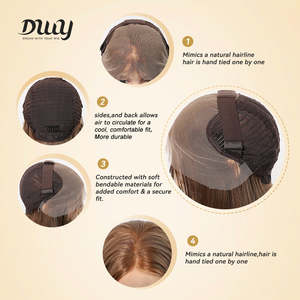 Penny-DWy High Quality Synthetic <b>Wig</b> 24-Inch Layered <b>Short</b> <b>Wig</b> with Free Parting in Light Brown and Green Free Shipping - Product Image 5