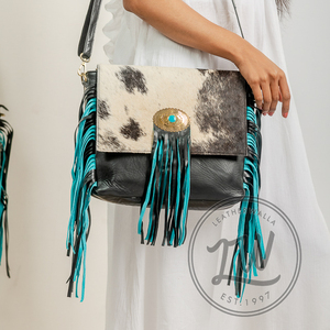 LW 2024 Ladies' Genuine Cow Print Leather <b>Sling</b> <b>Bag</b> Single Strap Bohemian Style Hand <b>Bag</b> for Winter Japan Inspired - Product Image 2